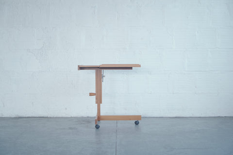 Danish Teak Adjustable Rolling Tray Table