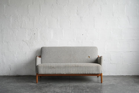 Gray Pinstriped Danish Loveseat