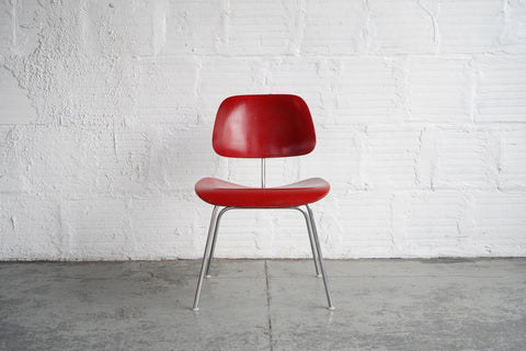 Red Eames Herman Miller 1940's DCM Dining Chair