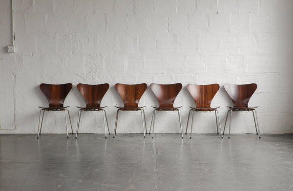Fritz Hansen Arne Jacobsen Series 7 Bentwood Dining Chairs
