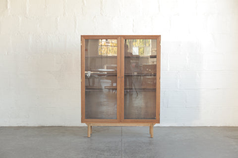 Rosewood & Glass Bookcase w/ Oak Base