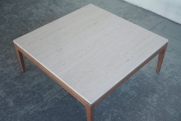 Walnut and Travertine Coffee Table