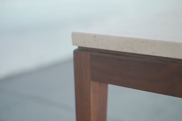 Walnut and Travertine Coffee Table