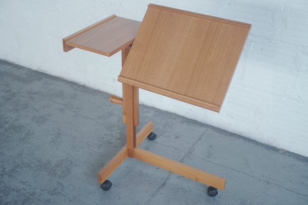 Danish Teak Adjustable Rolling Tray Table