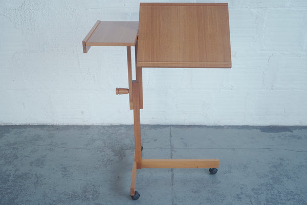 Danish Teak Adjustable Rolling Tray Table