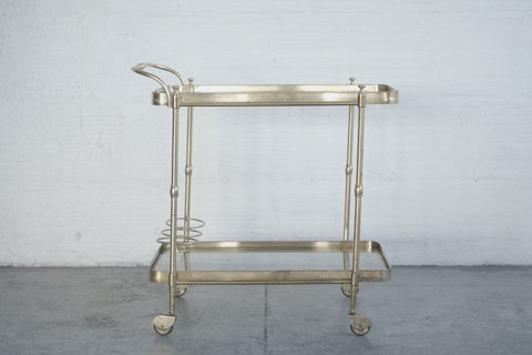 1970s Italian Brass and Smoked Glass Bar Cart
