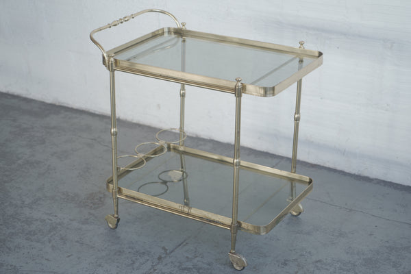 1970s Italian Brass and Smoked Glass Bar Cart