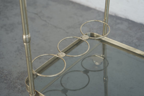 1970s Italian Brass and Smoked Glass Bar Cart
