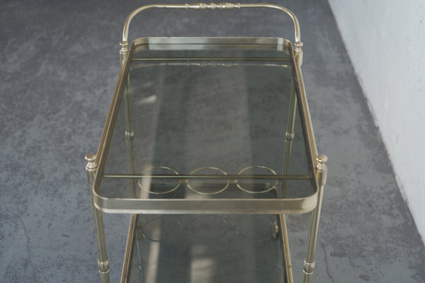 1970s Italian Brass and Smoked Glass Bar Cart
