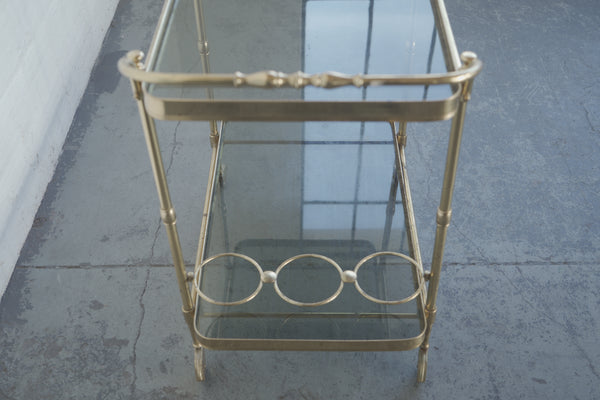 1970s Italian Brass and Smoked Glass Bar Cart