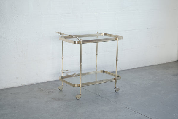 1970s Italian Brass and Smoked Glass Bar Cart