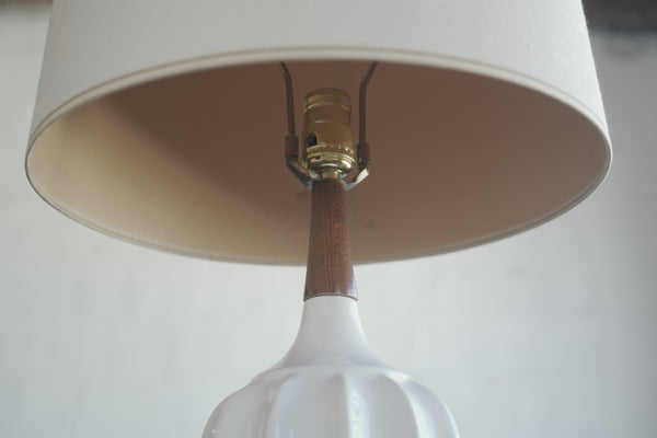 Ceramic and Walnut Table Lamp