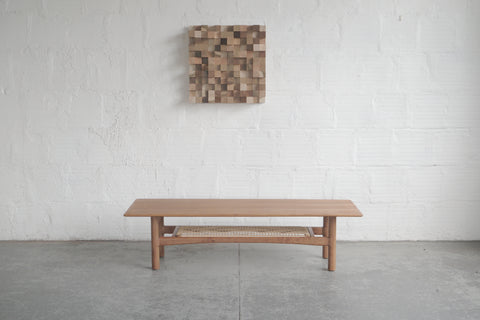 Coffee Table with Woven Shelf