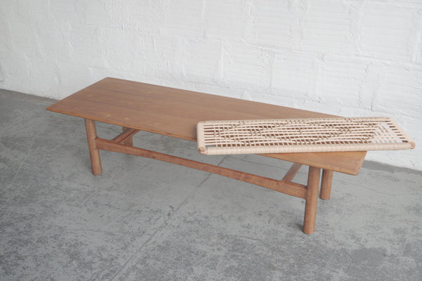 Coffee Table with Woven Shelf