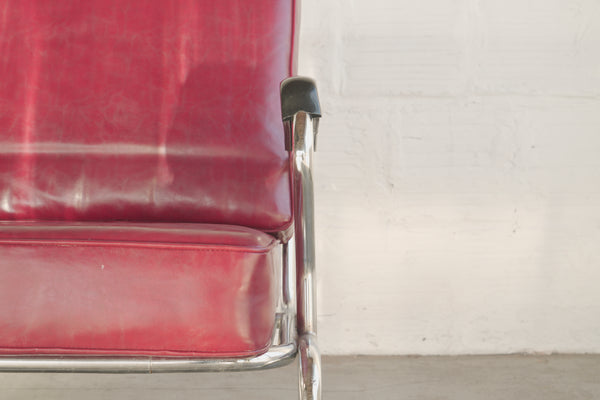 Red Vinyl "Barbershop" Sofa