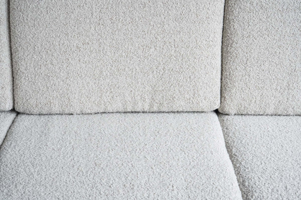 White Boucle Mid Century Modern Sofa