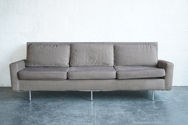 Gray Knoll Sofa with Chrome Base