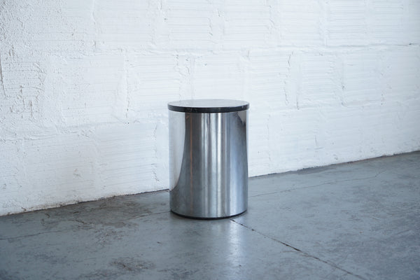 Italian Marble Cylindrical Side Table