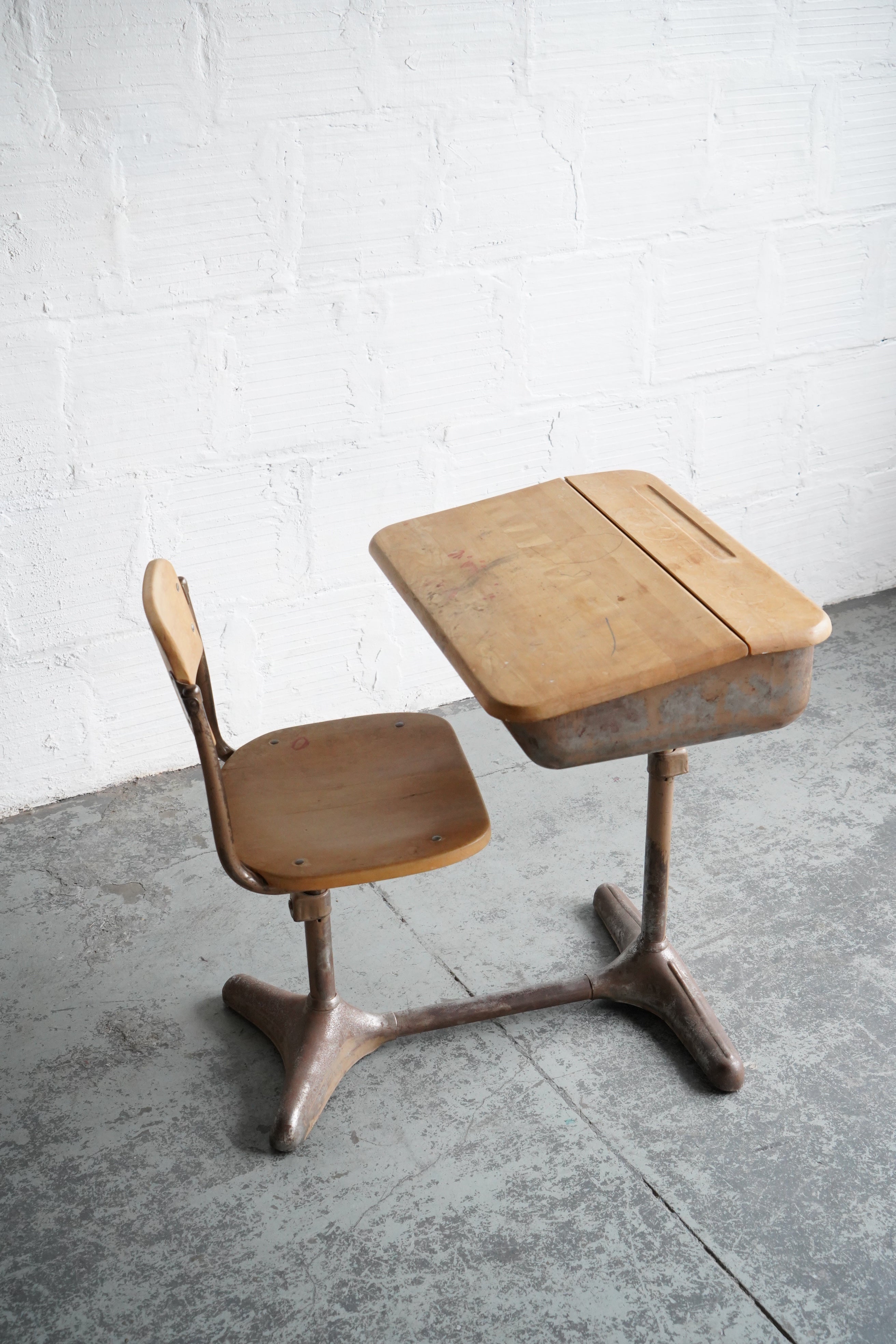 School Desk Old Wooden Desk Chair Vintage Child's School Desk