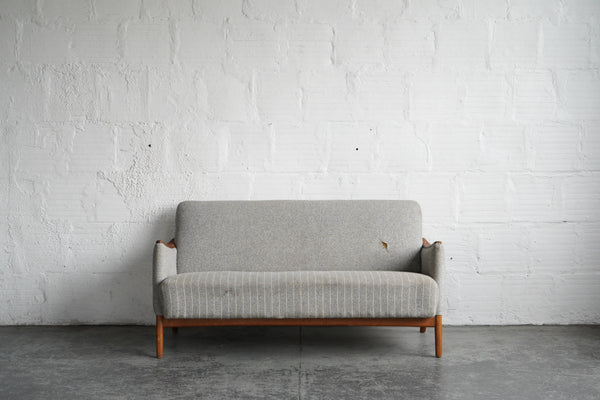 Gray Pinstriped Danish Loveseat