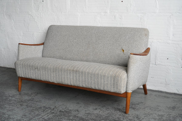 Gray Pinstriped Danish Loveseat