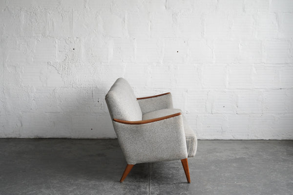 Gray Pinstriped Danish Loveseat