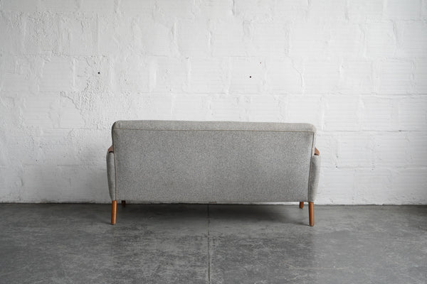 Gray Pinstriped Danish Loveseat