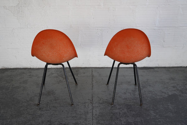 Orange Fiberglass Shell Chairs