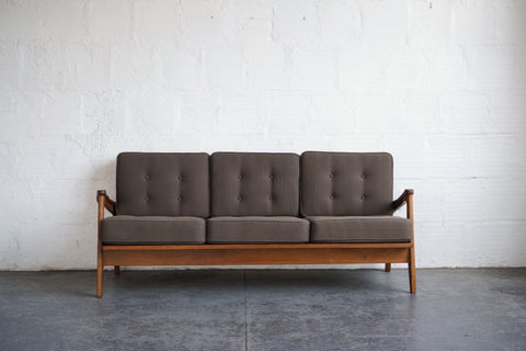 Danish Wall-Leaning Sofa with Textured Upholstery