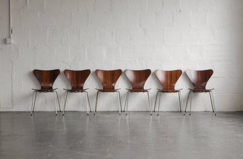 Fritz Hansen Arne Jacobsen Series 7 Bentwood Dining Chairs (Set of 6)