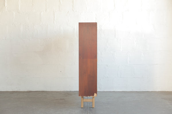 Rosewood & Glass Bookcase w/ Oak Base