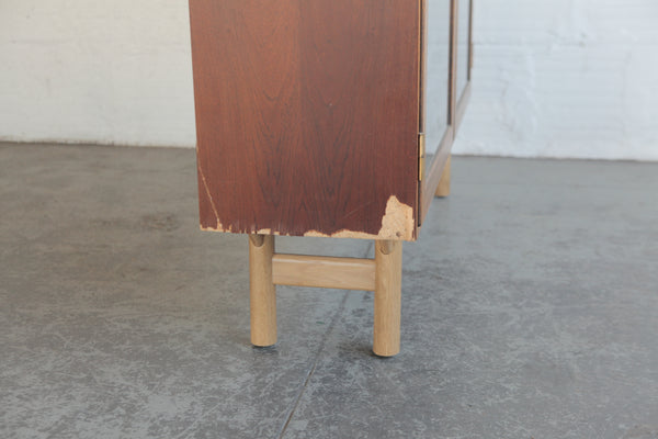 Rosewood & Glass Bookcase w/ Oak Base