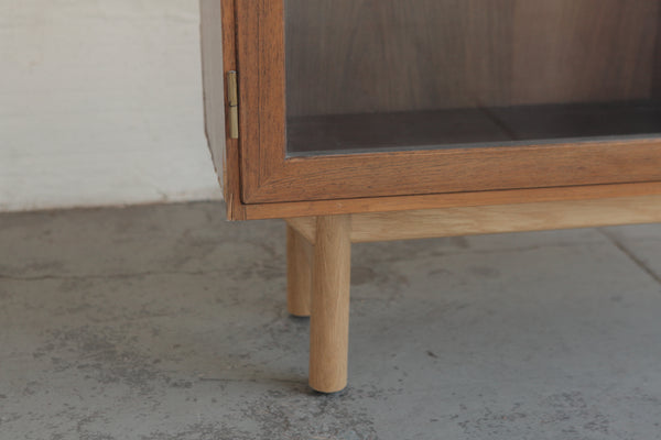 Rosewood & Glass Bookcase w/ Oak Base