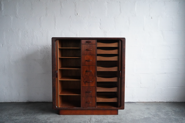 Dyrlund Tambour Door Sculptural Rosewood Chest