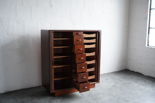 Dyrlund Tambour Door Sculptural Rosewood Chest