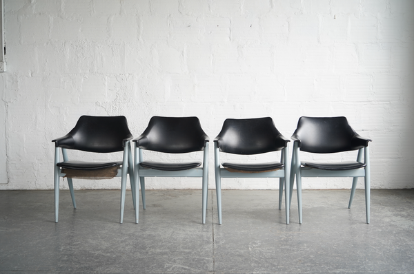 Mid-Century Black and Blue Armchairs
