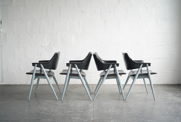 Mid-Century Black and Blue Armchairs