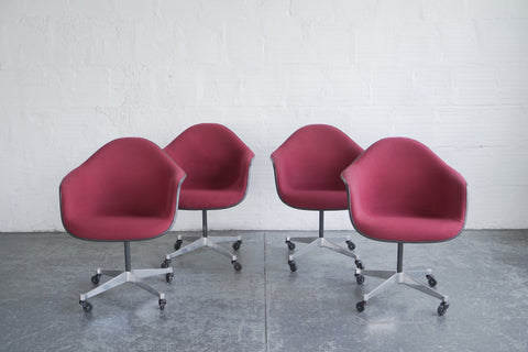 Eames Burgundy Swivel Shell Chairs