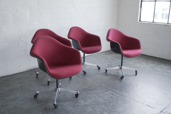 Eames Burgundy Swivel Shell Chairs