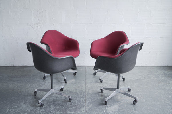 Eames Burgundy Swivel Shell Chairs