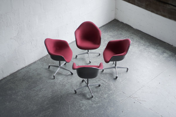 Eames Burgundy Swivel Shell Chairs