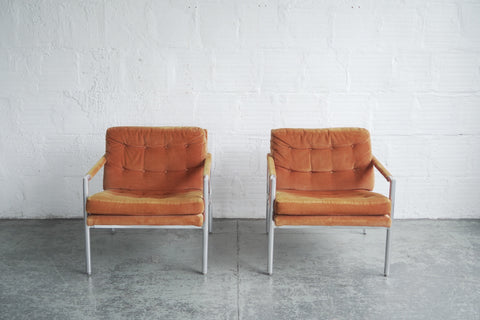 Harvey Probber Style Corduroy Club Chairs