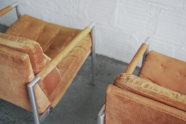 Harvey Probber Style Corduroy Club Chairs