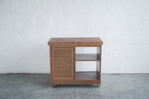 Folding Bar Cabinet with Caning