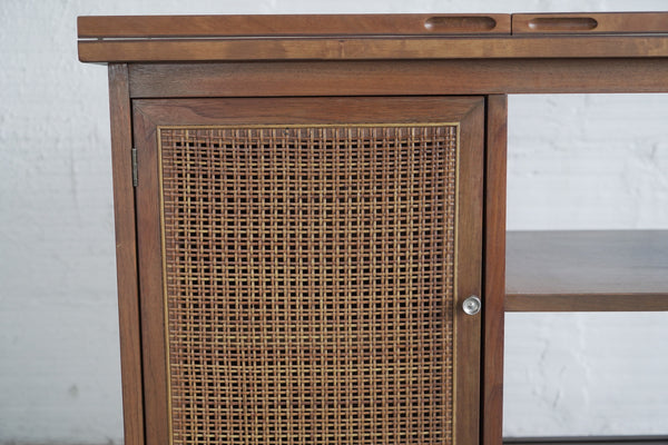 Folding Bar Cabinet with Caning