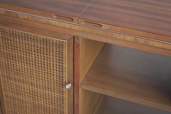 Folding Bar Cabinet with Caning