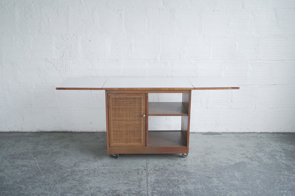 Folding Bar Cabinet with Caning