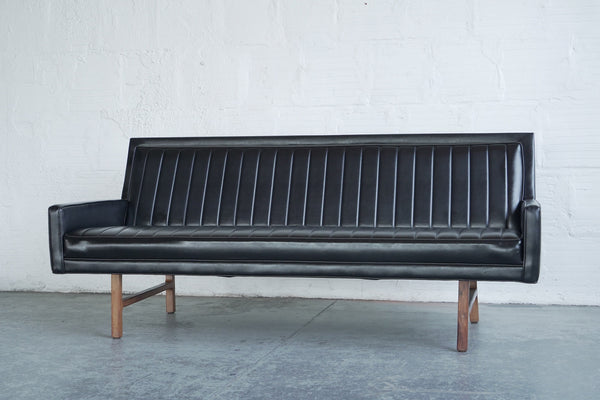 Milo Baughman-Style Pleated Vinyl Sofa