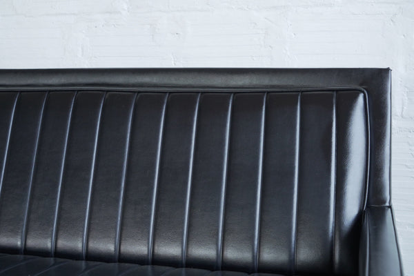 Milo Baughman-Style Pleated Vinyl Sofa