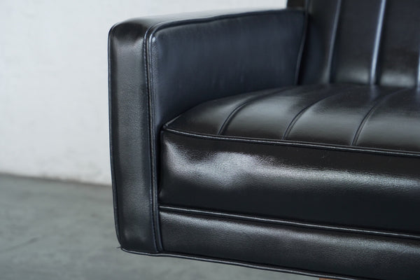 Milo Baughman-Style Pleated Vinyl Sofa